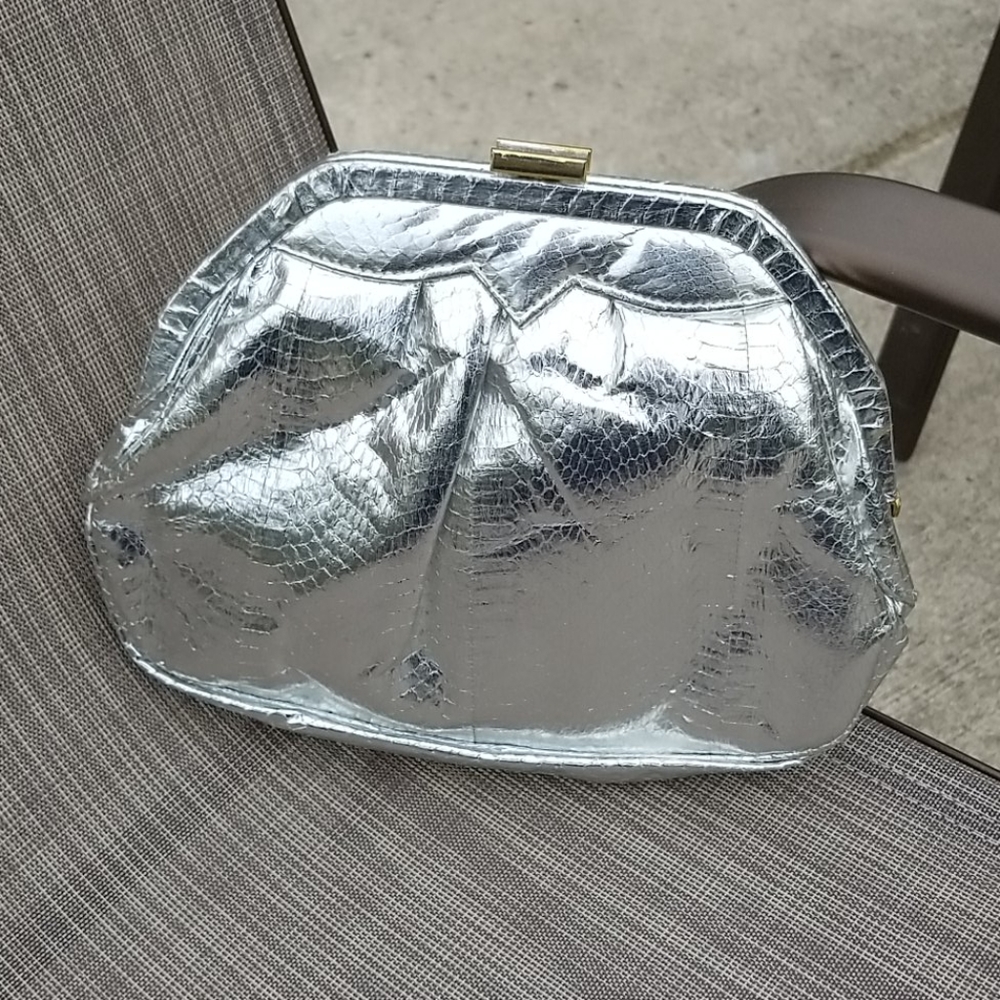Metallic silver dress bag